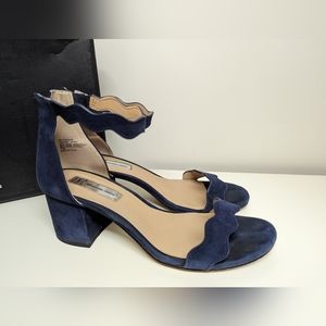I.N.C. Hadwin Ink Blue Scallop Block Heel Sandals - Size 7.5